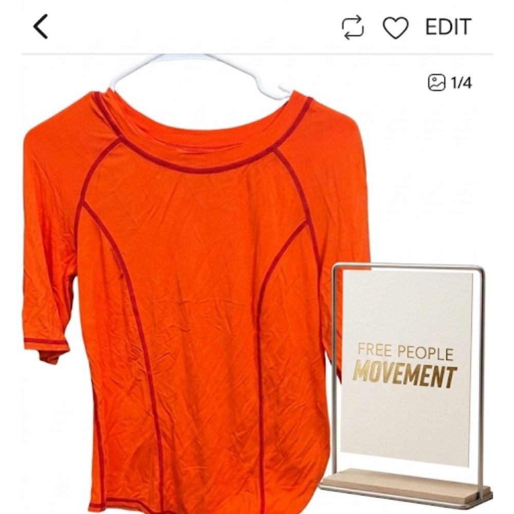 FP Movement by Free People Bright Orange Short Sleeve Top